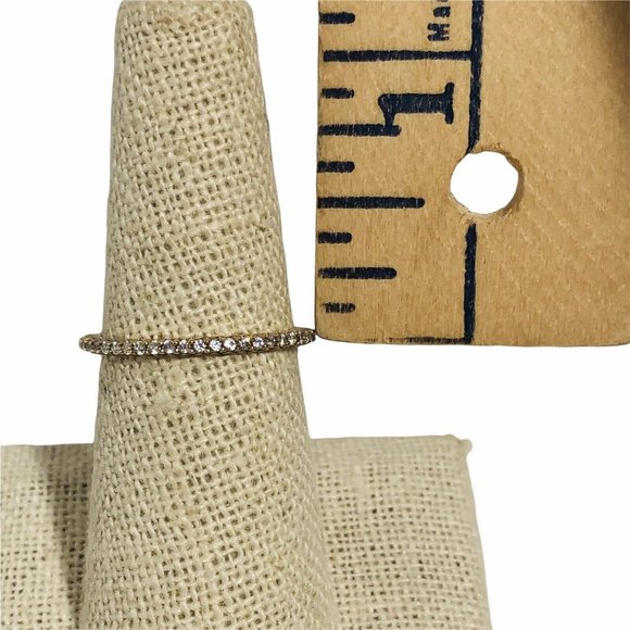 New Pave CZ Women's 7 1/4  All Around Eternity Vermeil Sterling Silver Band Ring - Picture 4 of 5